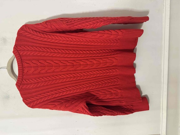 Philosophy Sweater Womans Size XL Bright Red Cable Knit Crew Neck Soft Casual - Picture 8 of 9